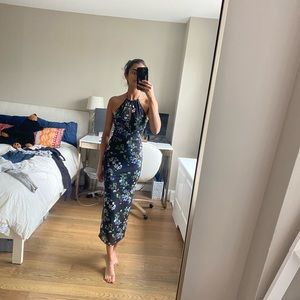 Kalina Mesh Midi Dress - Spring Noir Bouquet (XS)